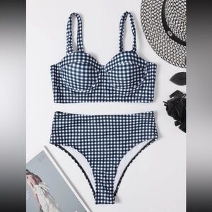 SHEIN gingham push-up high waisted bikini swim suit